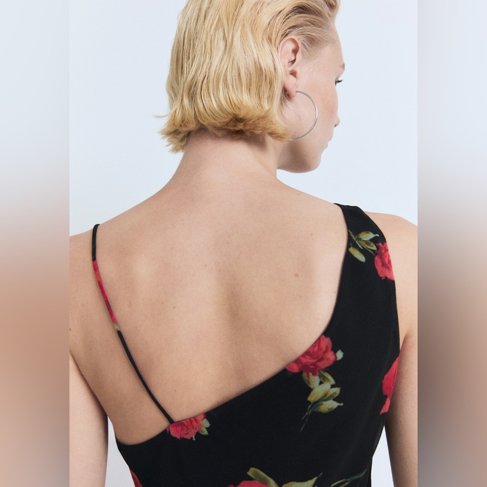 Mango Black Maxi Dress with Red Rose Print - Picture 4 of 10